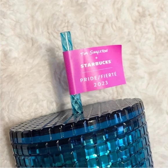 NWT STARBUCKS x Tim Singleton Pride 2023 Rainbow Studded Venti Cold Cup Tumbler - Picture 2 of 4